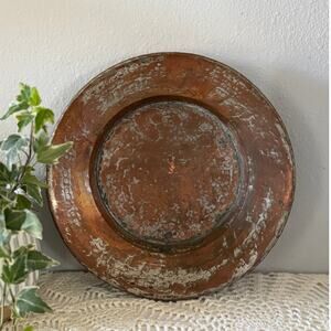 Hammered Copper Bowl/Plate Vintage with Heavy Patina